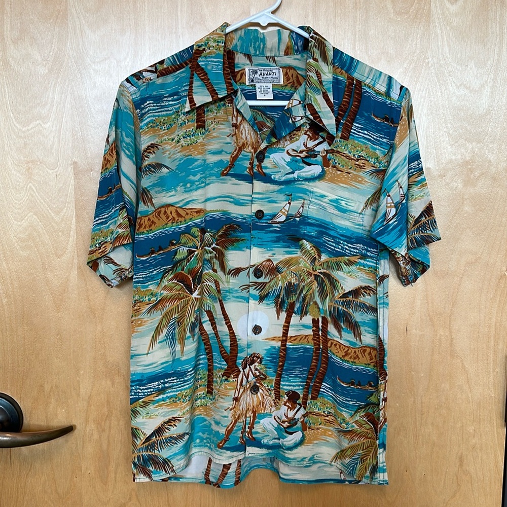 Avanti Hawaiian Shirt (small) Vintage Hula Girl Print